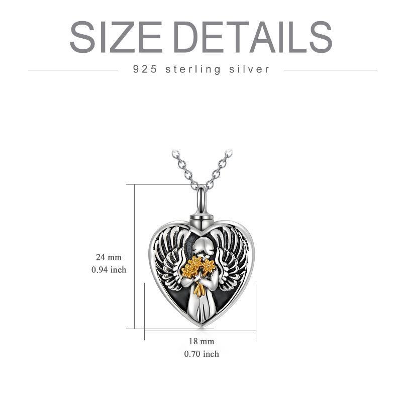 Collier souvenir en argent sterling avec urne funéraire pour cendres d'ange mère-fille